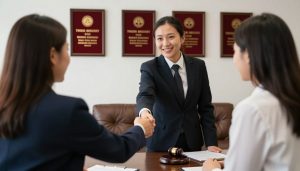 Attorney meeting with new client in consultation