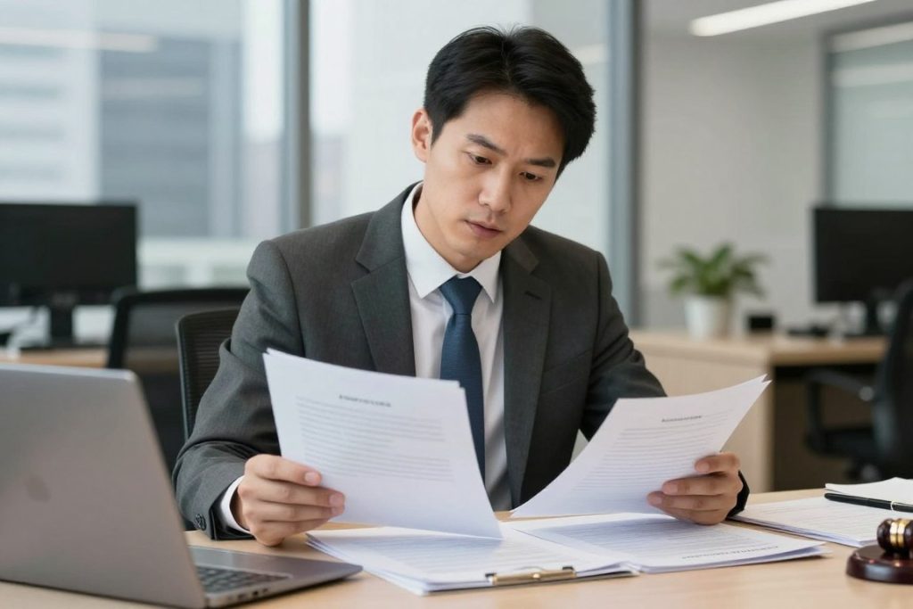 Attorney reviewing post-conviction relief case files in Los Angeles Attorney reviewing post-conviction relief case files in Los Angeles