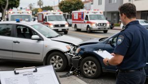 Car accident scene in Los Angeles requiring personal injury attorney