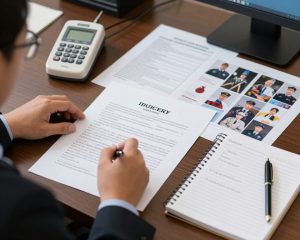 DUI defense attorney examining evidence and police reports in Los Angeles case