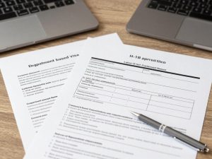 Employment visa documents and business immigration papers