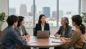 Immigration Attorney in Los Angeles, California office meeting with clients