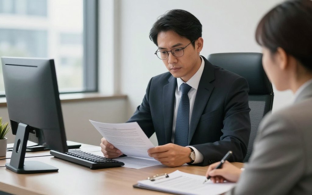 Immigration attorney working on case in Los Angeles office Immigration attorney working on case in Los Angeles office