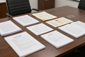 Legal trial preparation with documents and evidence