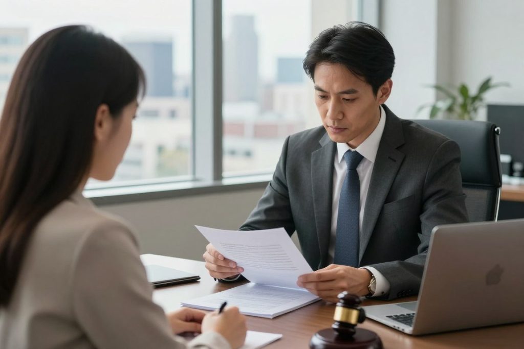 Los Angeles drug crimes defense attorney consulting with client in confidential legal meeting Los Angeles drug crimes defense attorney consulting with client in confidential legal meeting