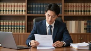 Sex crimes defense attorney reviewing case documents in Los Angeles law office