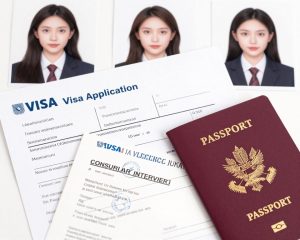 Visa application documents and passport