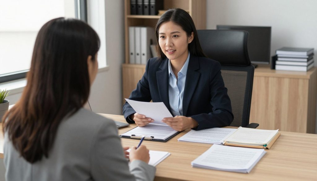 Attorney preparing client for asylum interview at USCIS office Attorney preparing client for asylum interview at USCIS office