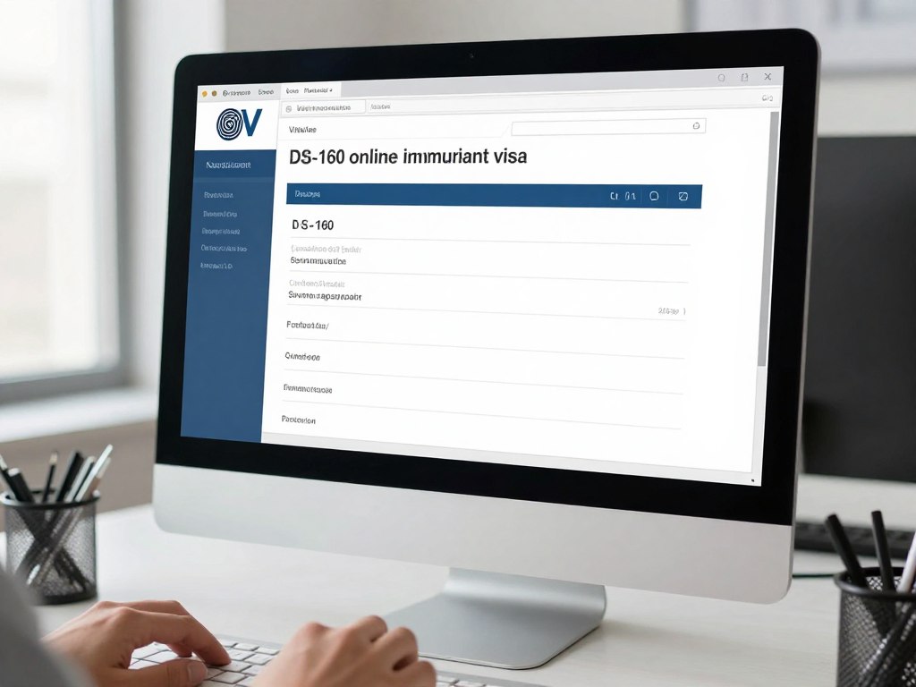 Computer screen showing online nonimmigrant visa application form Computer screen showing online nonimmigrant visa application form