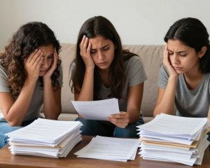 Familia preocupada por asuntos legales sin resolver