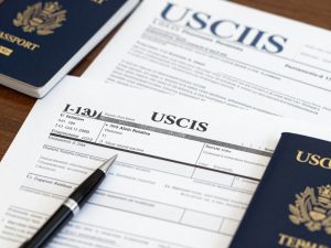 Family petitions USCIS Form I-130 immigration documents being reviewed