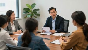 Immigration attorney consultation with client family in Los Angeles