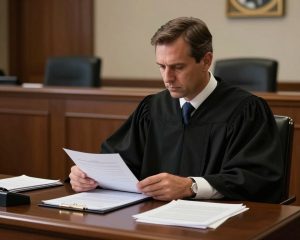 Immigration judge reviewing bond request documents