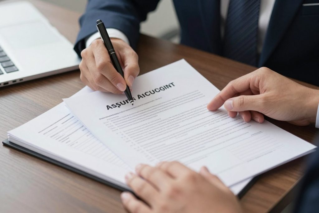 Immigration lawyer reviewing asylum application documents and evidence Immigration lawyer reviewing asylum application documents and evidence