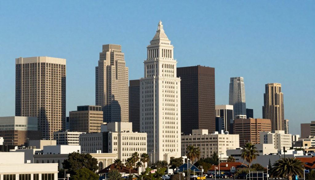 Los Angeles downtown skyline representing family petitions immigration legal services location Los Angeles downtown skyline representing family petitions immigration legal services location
