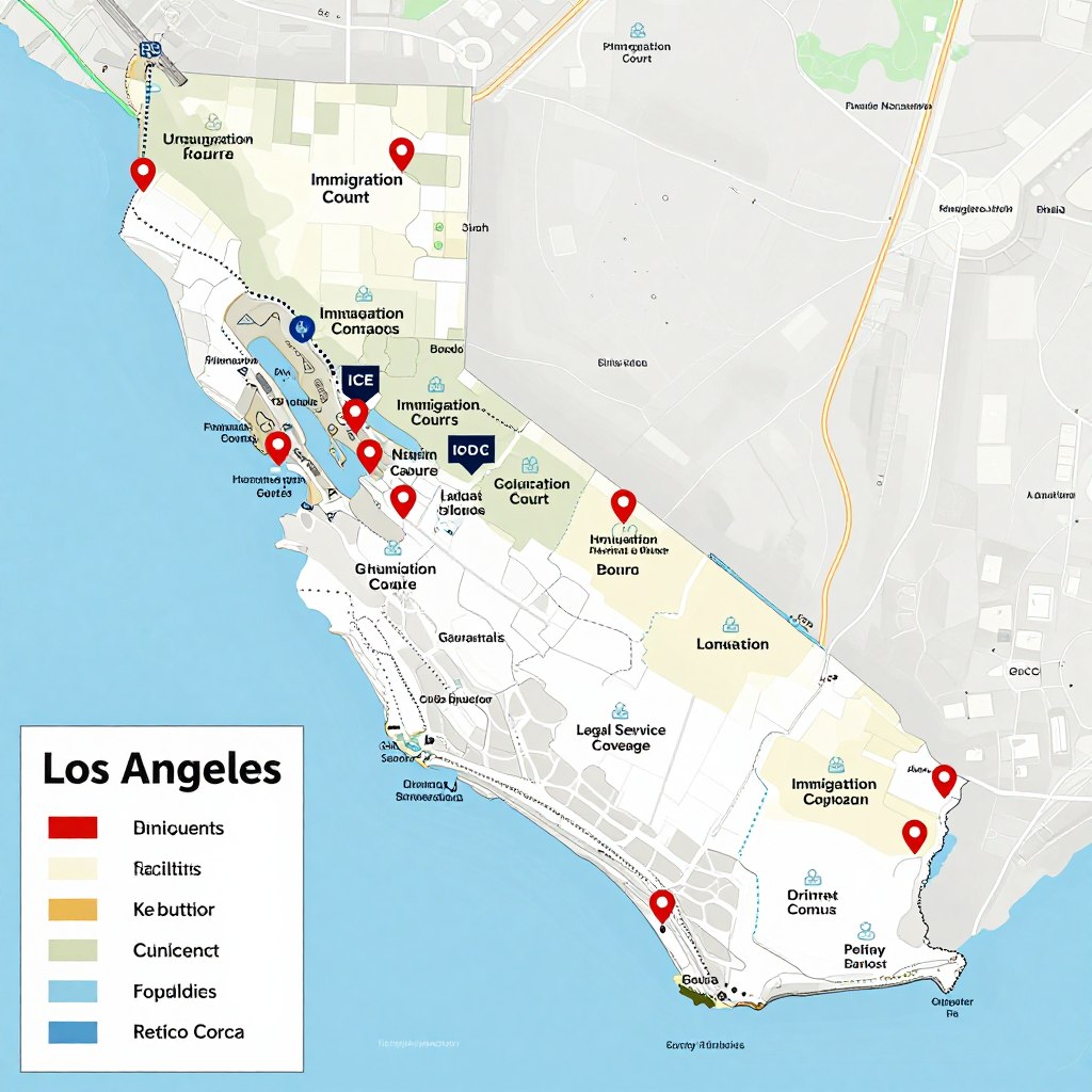 Southern California map showing immigration court and detention facility locations Southern California map showing immigration court and detention facility locations
